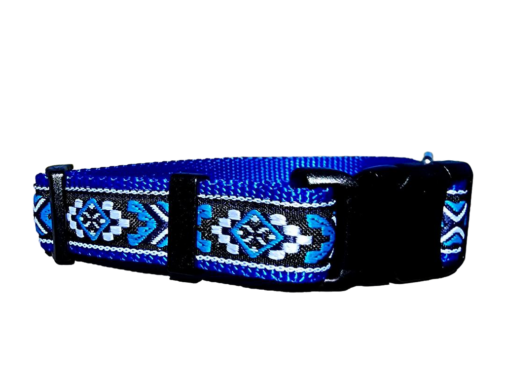 1" Bright Blue Southwest Dog Collar or Leash