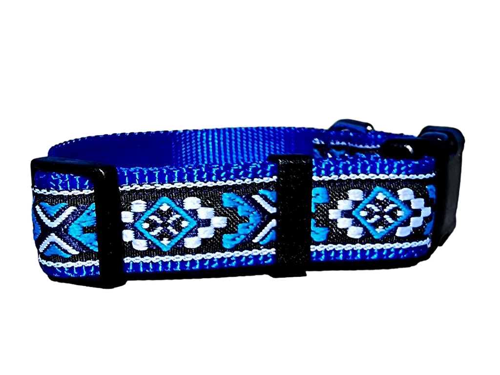1" Bright Blue Southwest Dog Collar or Leash