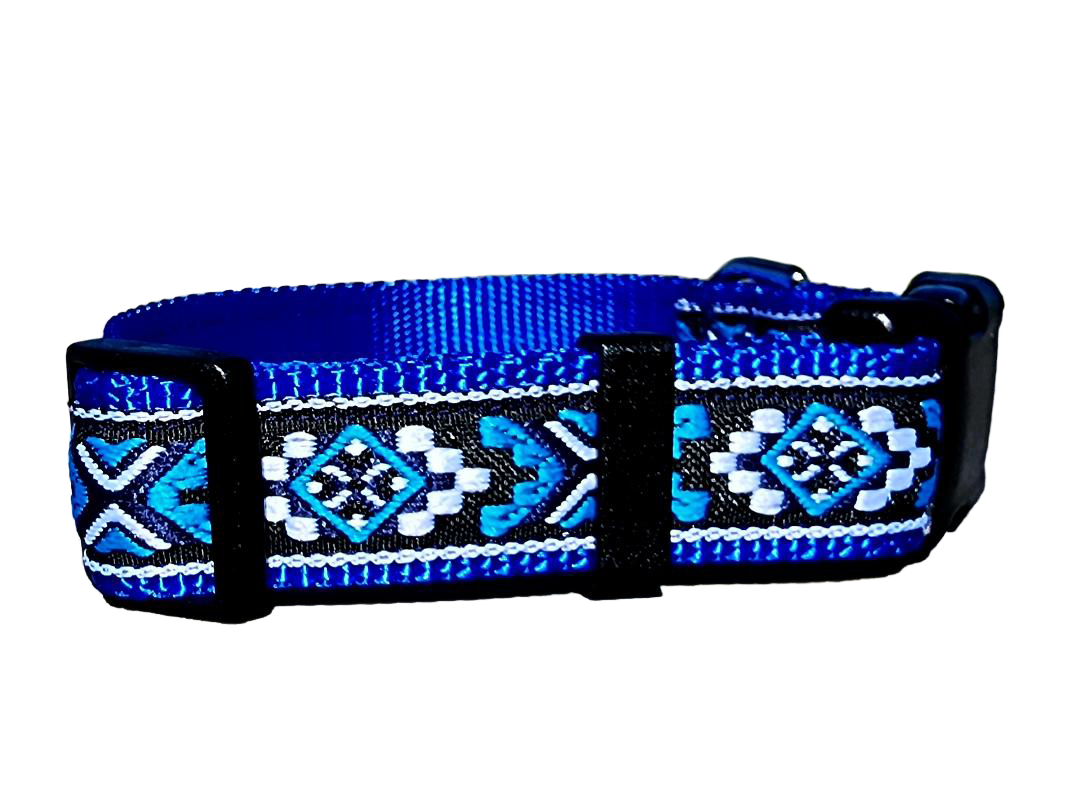1" Bright Blue Southwest Dog Collar or Leash