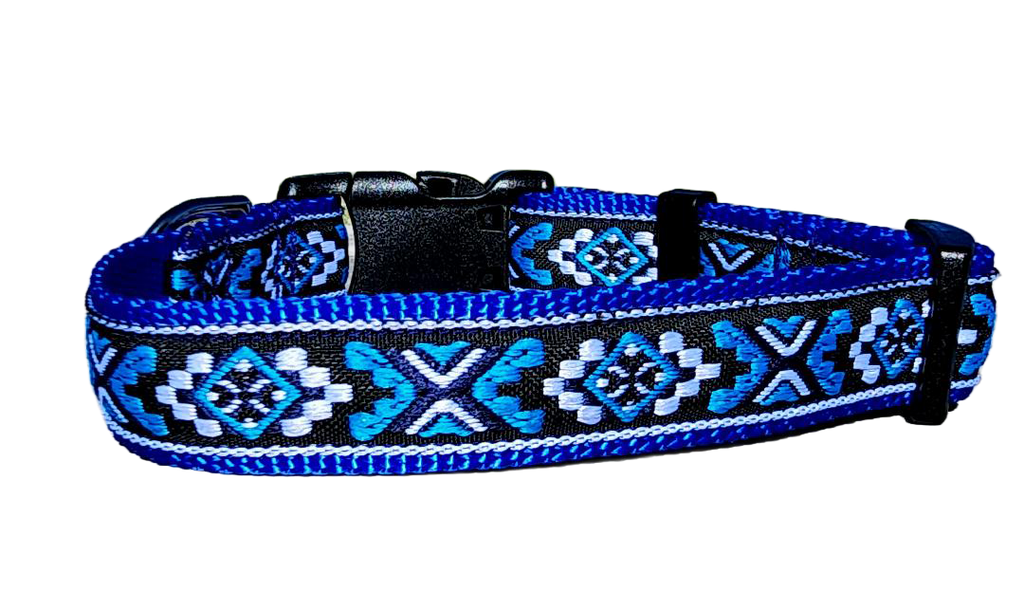 1" Bright Blue Southwest Dog Collar or Leash