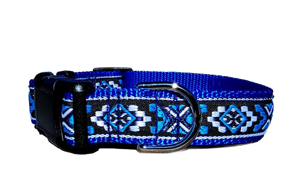 1" Bright Blue Southwest Dog Collar or Leash