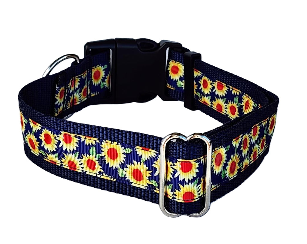 1.5" Blue Sunflower Dog Collar image 3