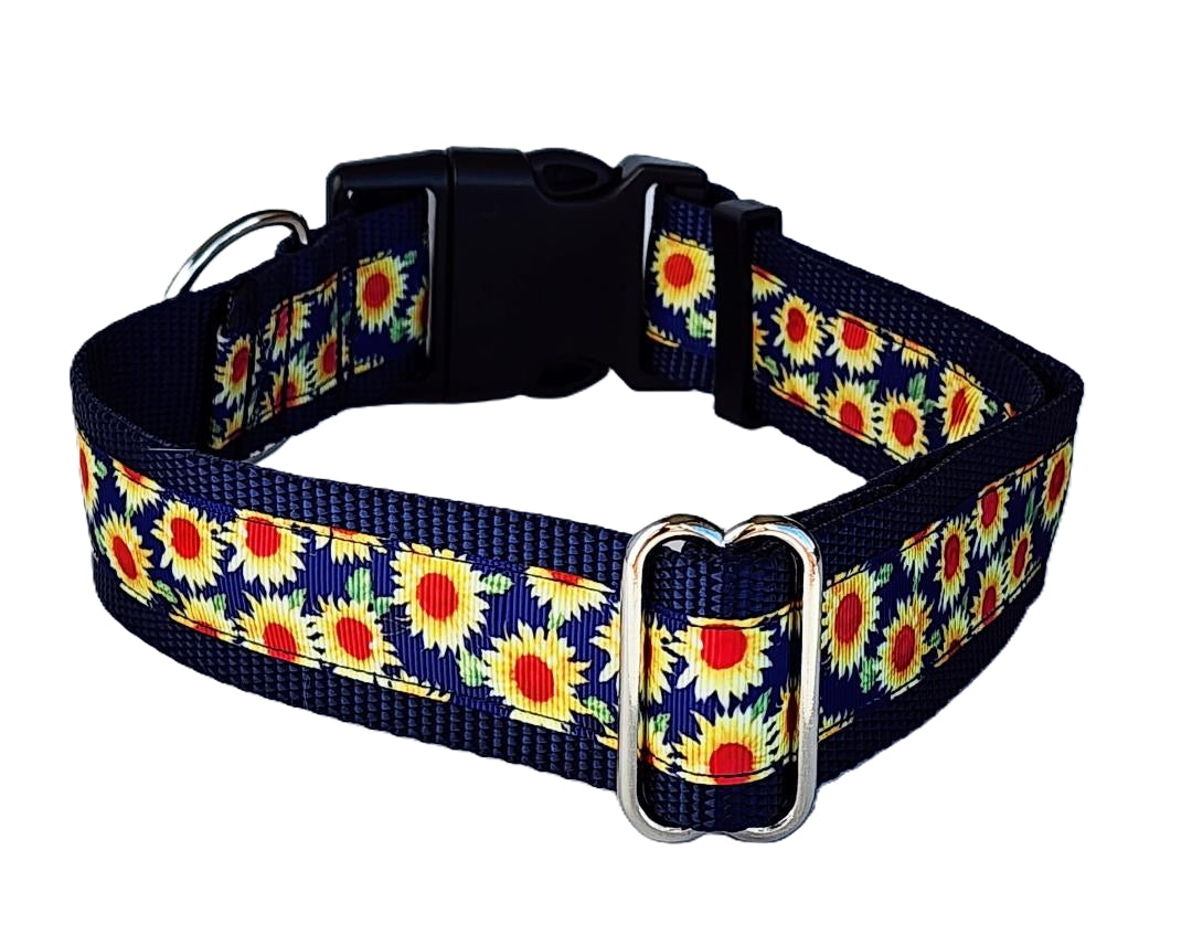 1.5" Blue Sunflower Dog Collar image 3