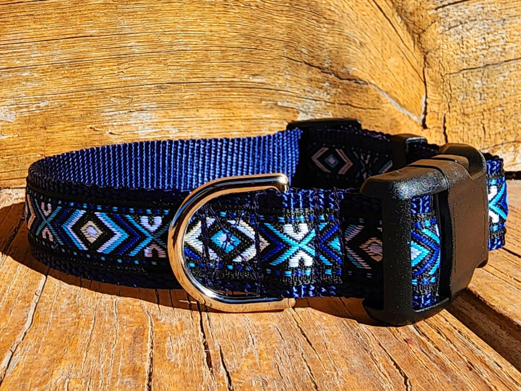 1" Blue Southwest Dog Collar, Leash, or Martingale - 1" wide image 2