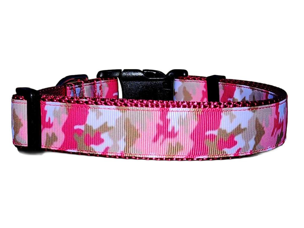 1" Pink Camo Dog Collar or Leash
