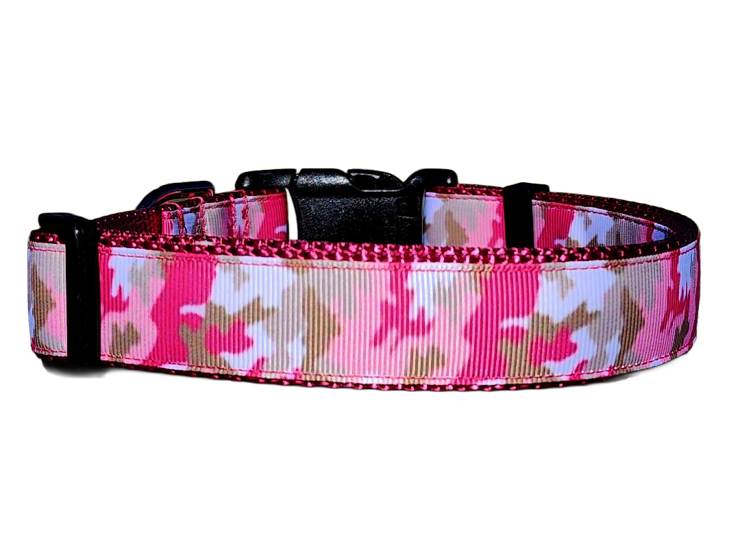 1" Pink Camo Dog Collar or Leash