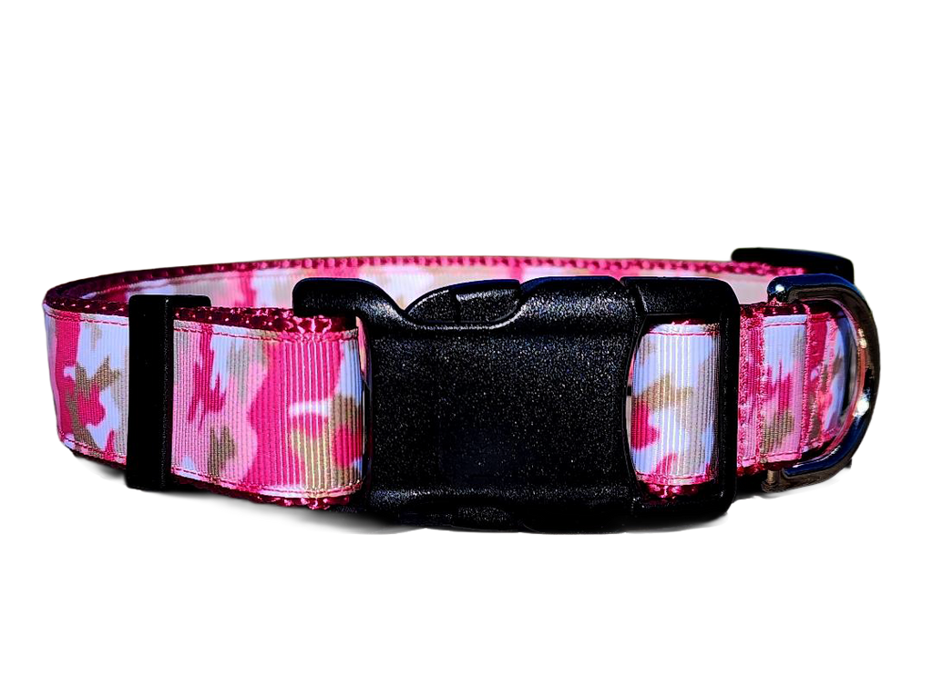 1" Pink Camo Dog Collar or Leash