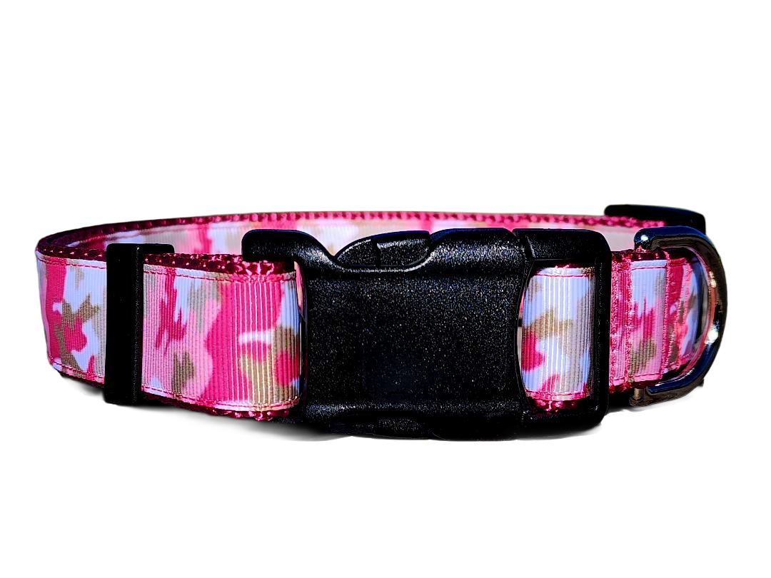 1" Pink Camo Dog Collar or Leash