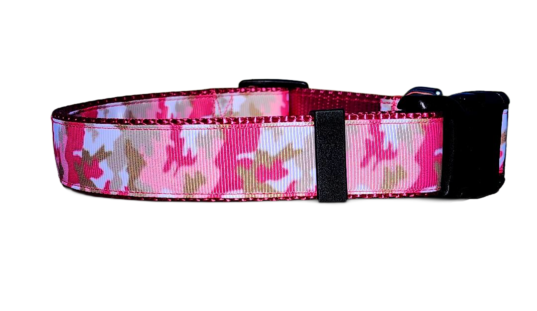 1" Pink Camo Dog Collar or Leash