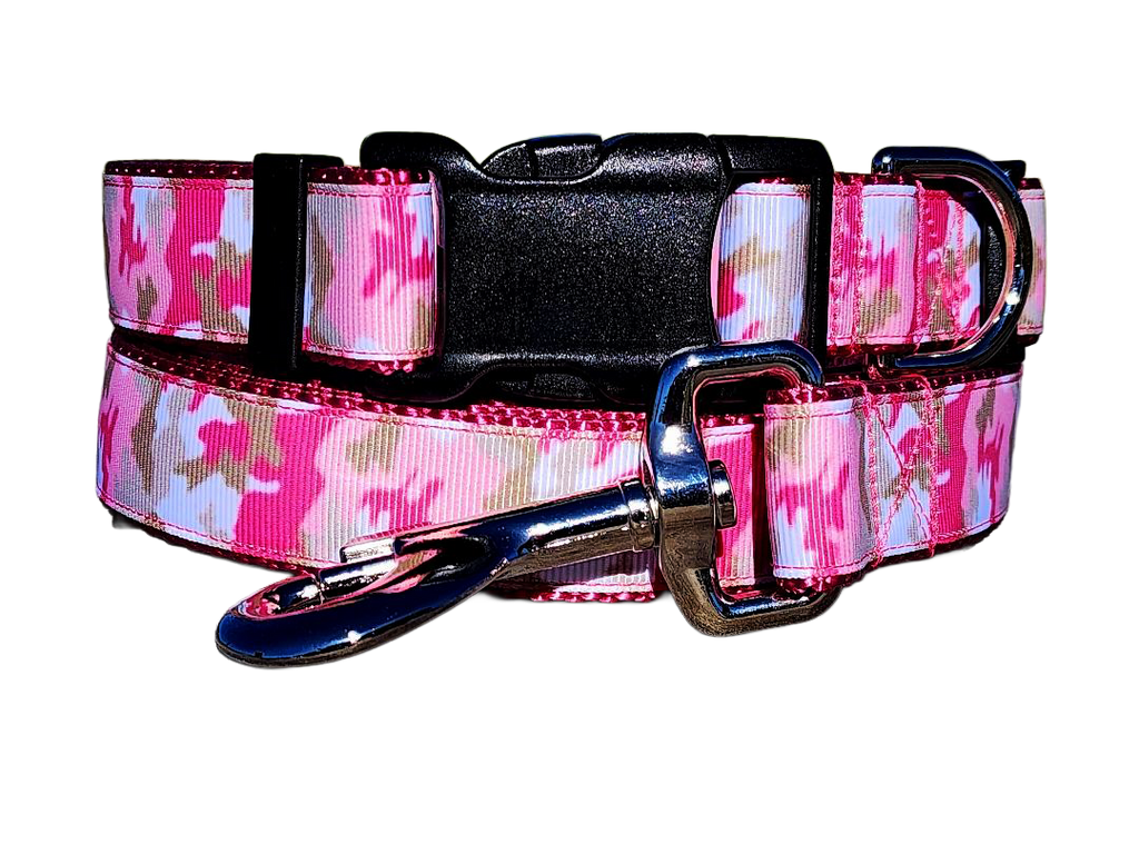 1" Pink Camo Dog Collar or Leash