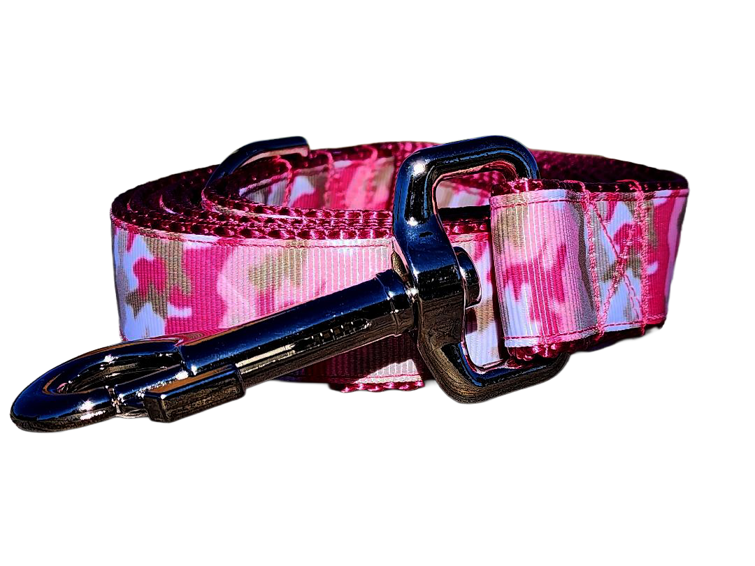 1" Pink Camo Dog Collar or Leash