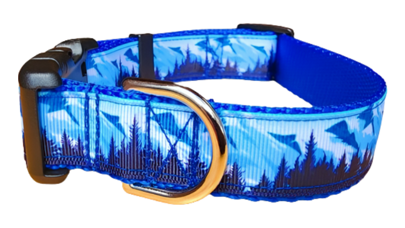 1" Mountain Tree Blue Dog Collar, Leash, or Martingale image 2