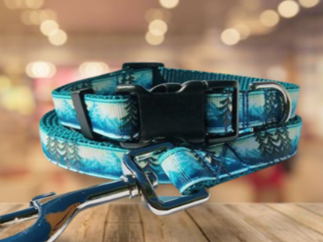 3/4" Mountain Tree Dog Collar, Leash, Martingale, or Harness image 0