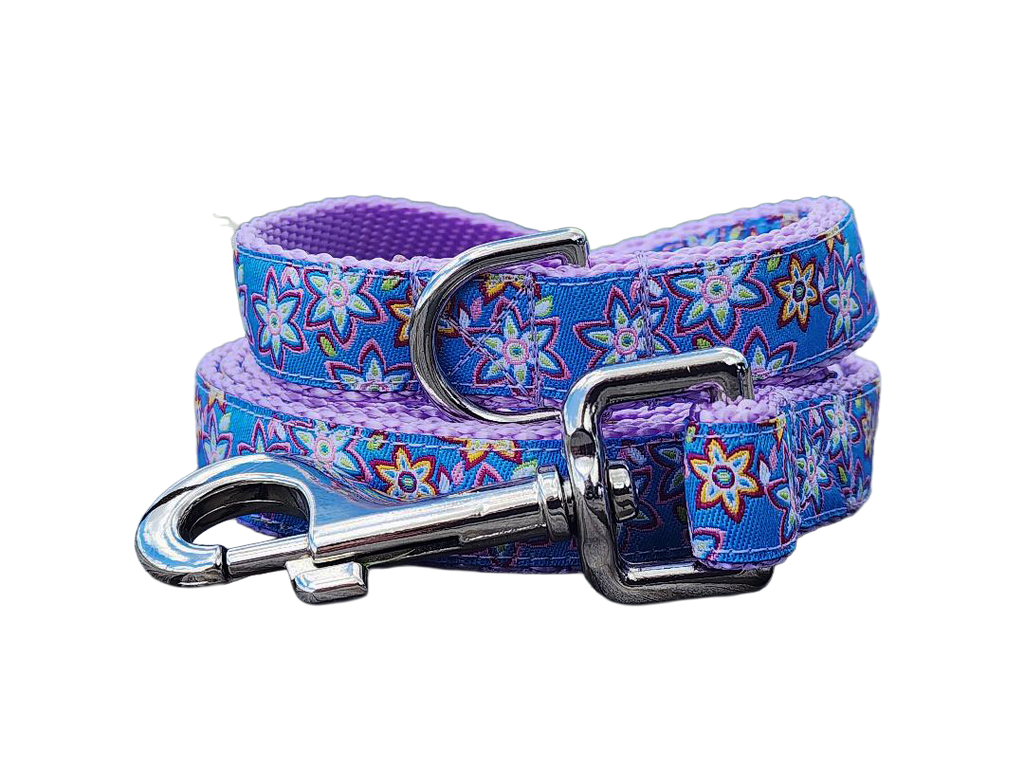 3/4" Lilac Floral Dog Collar or Leash