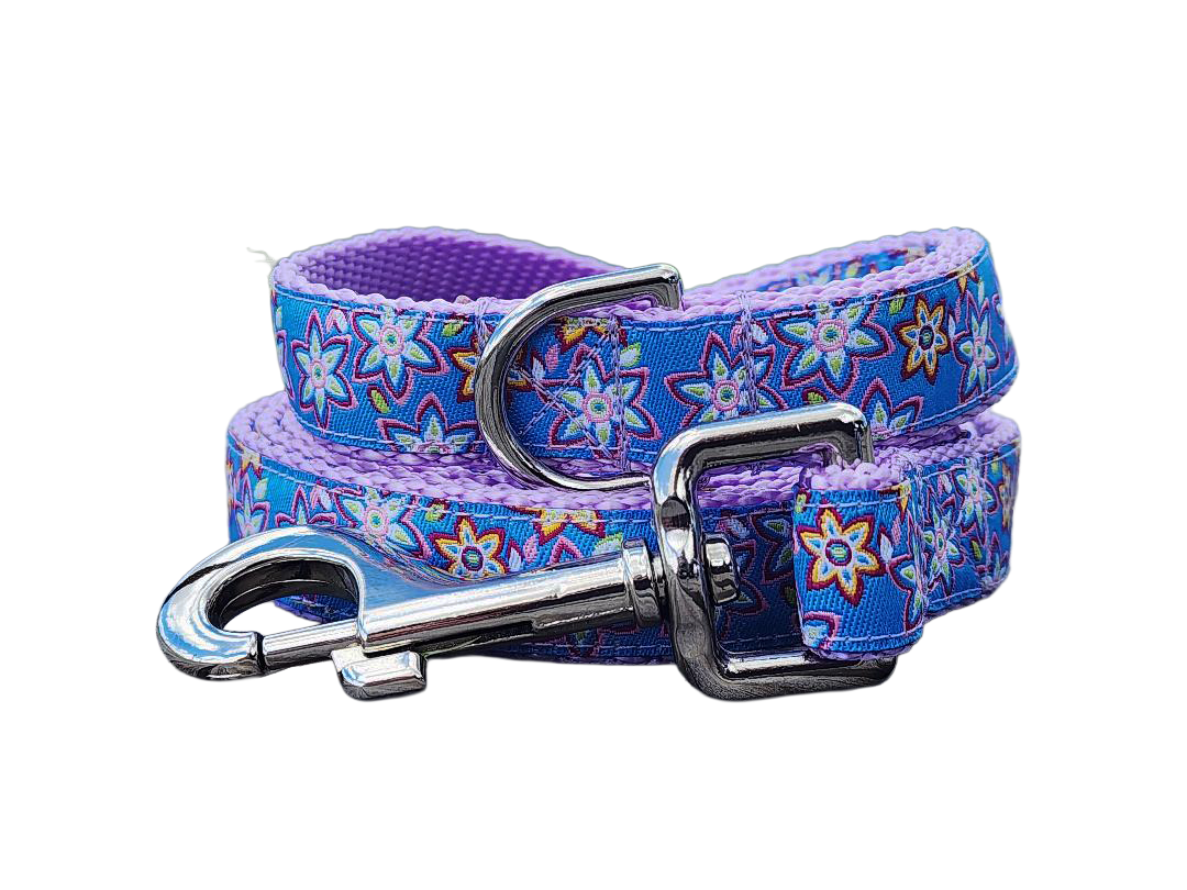 3/4" Lilac Floral Dog Collar or Leash