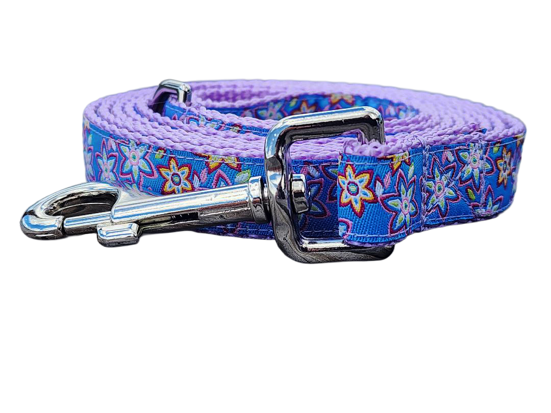 3/4" Lilac Floral Dog Collar or Leash
