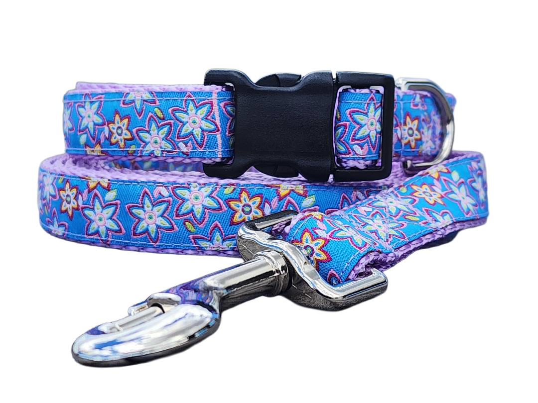 3/4" Lilac Floral Dog Collar or Leash