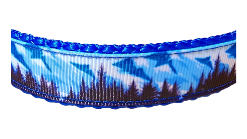 3/4" Mountain Tree Blue Dog Collar, Leash, or Martingale image 1