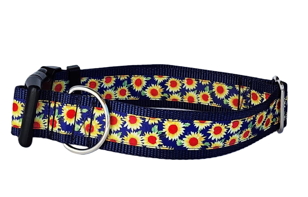 1.5" Blue Sunflower Dog Collar image 4