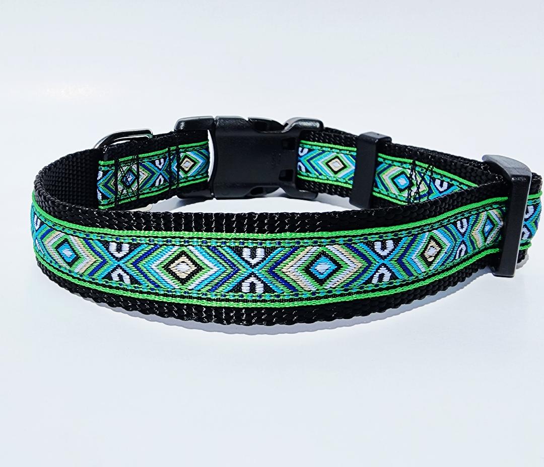 1" Green Southwest Dog Collar, Martingale, Harness, or Leash image 2