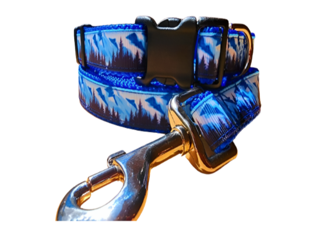 3/4" Mountain Tree Blue Dog Collar, Leash, or Martingale image 0