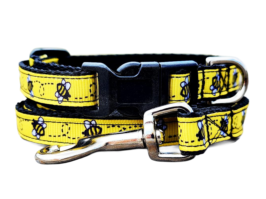 1/2" Black Bee Dog Collar or Leash