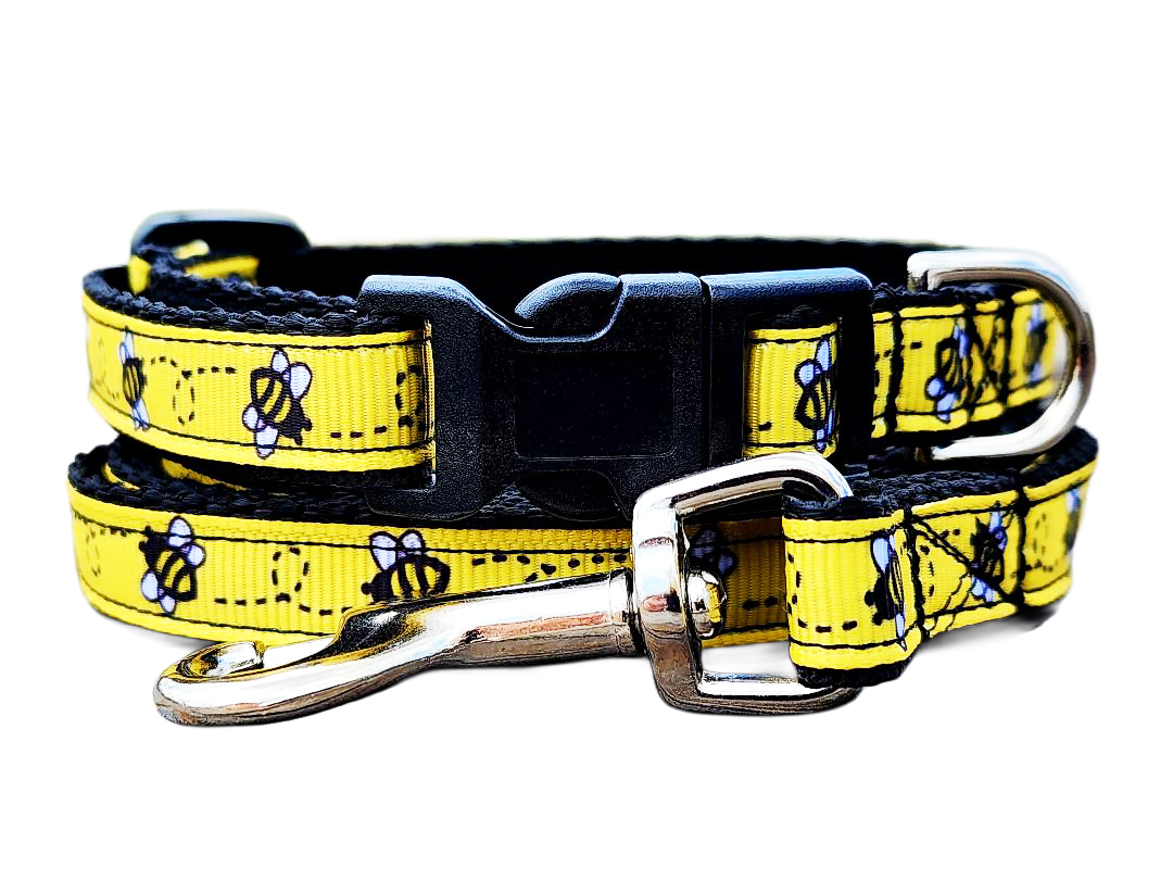 1/2" Black Bee Dog Collar or Leash