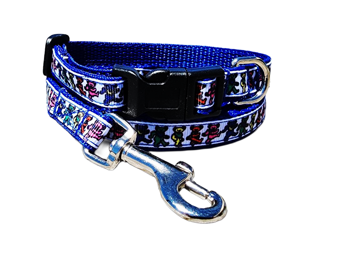 1/2" Blue Dancing Bears Collar or Leash