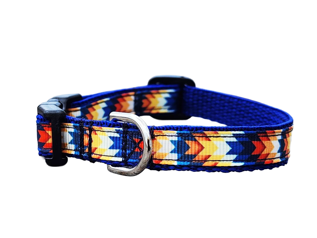 1/2" Blue Southwestern Dog Collar or Leash