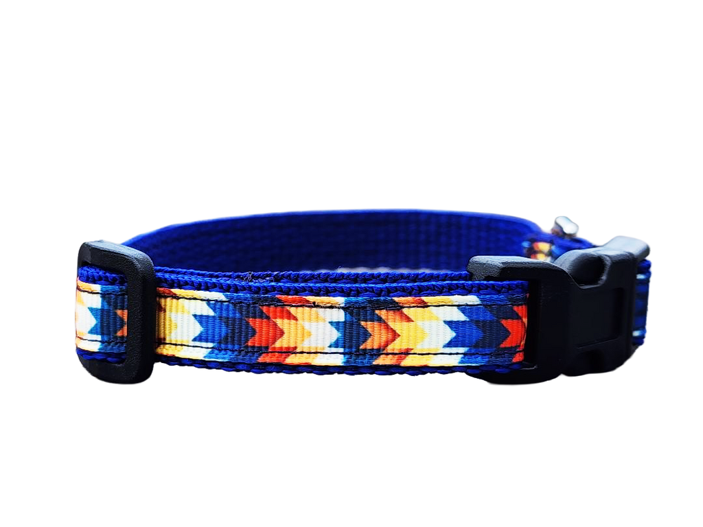 1/2" Blue Southwestern Dog Collar or Leash