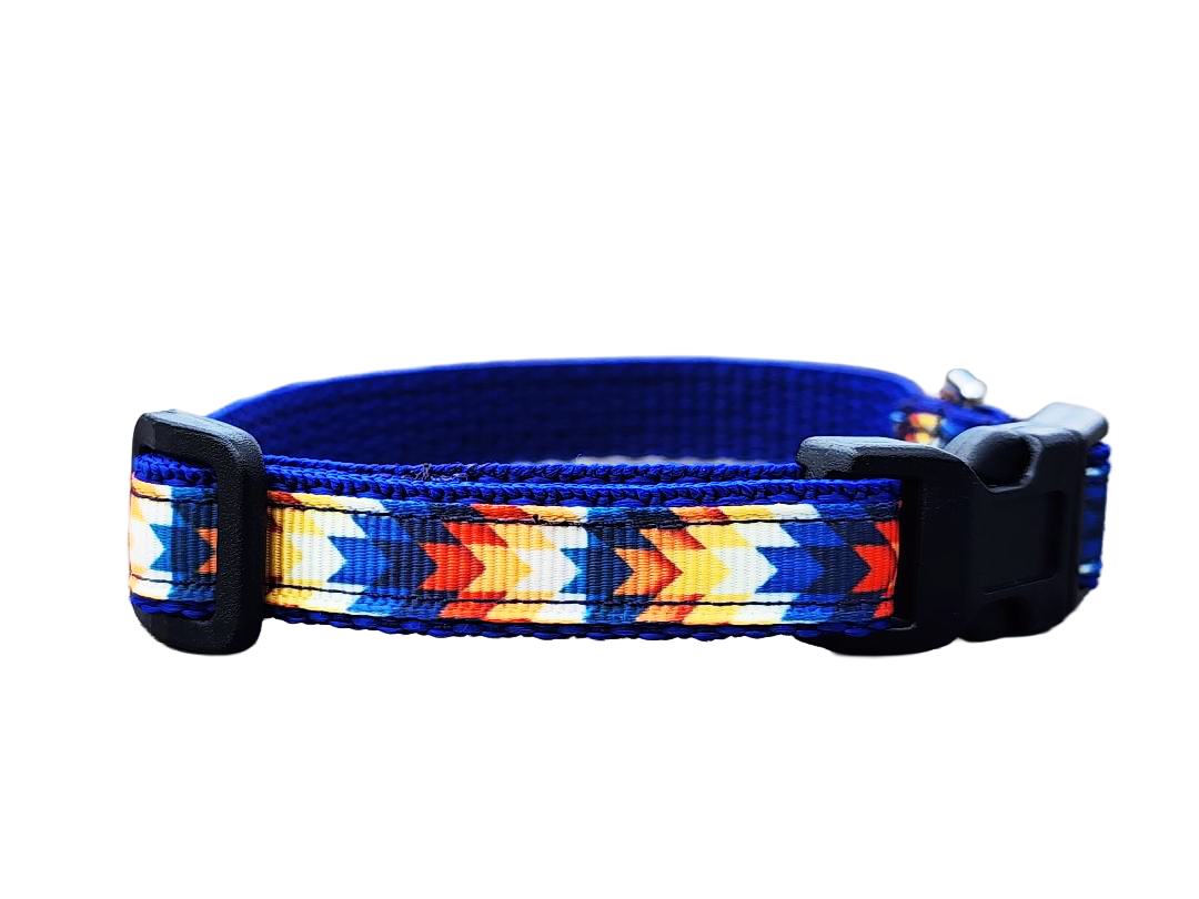 1/2" Blue Southwestern Dog Collar or Leash