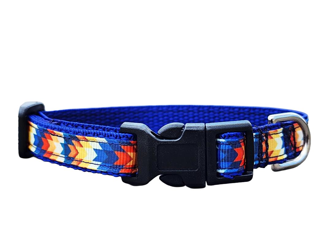 1/2" Blue Southwestern Dog Collar or Leash