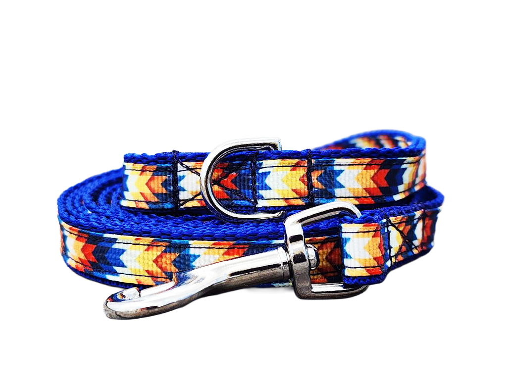 1/2" Blue Southwestern Dog Collar or Leash