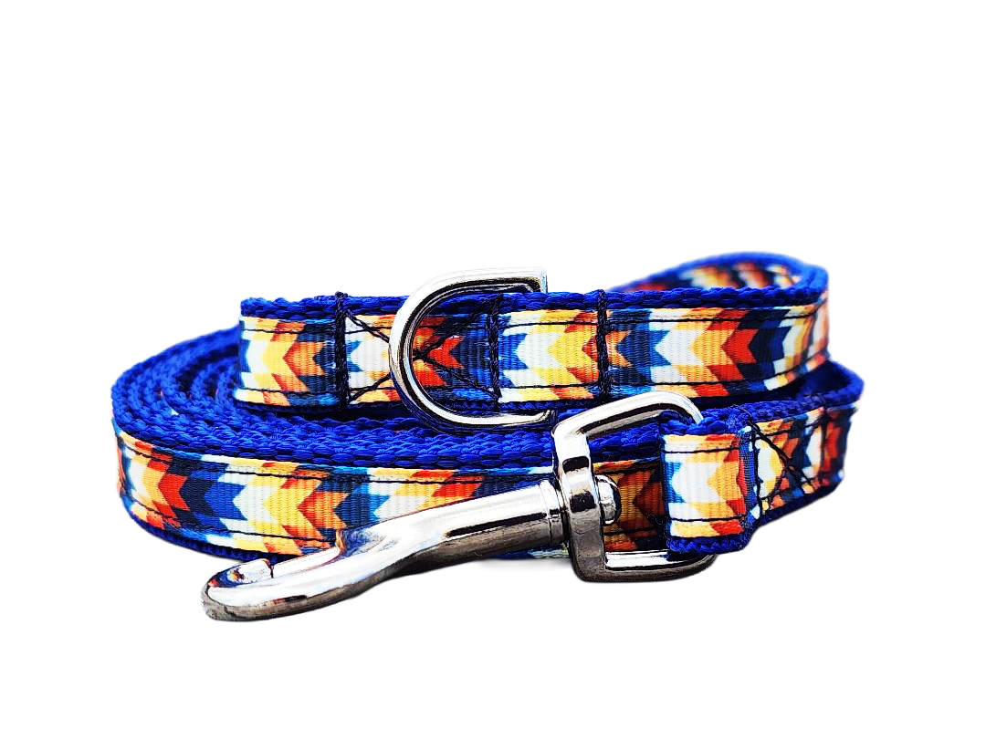 1/2" Blue Southwestern Dog Collar or Leash
