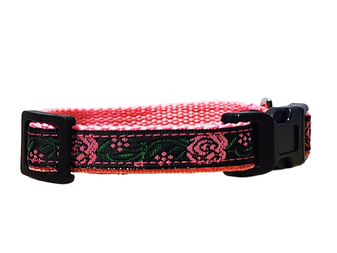 1/2" Pink Rose Dog Collar or Leash