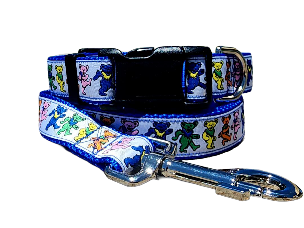1" Blue Dancing Bears Dog Collar or Leash