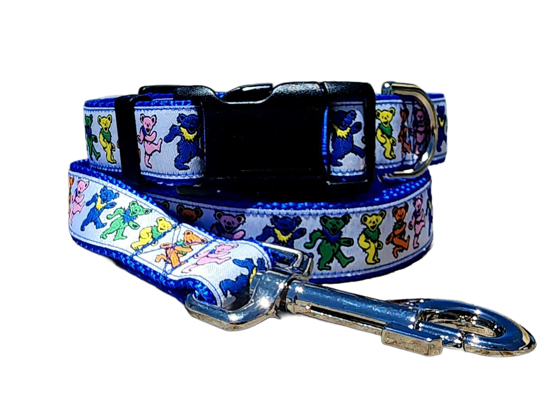 1" Blue Dancing Bears Dog Collar or Leash
