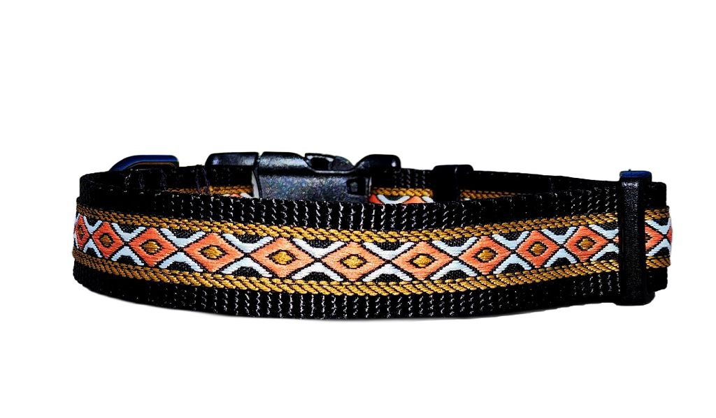 1" Black Southwest Dog Collar or Leash