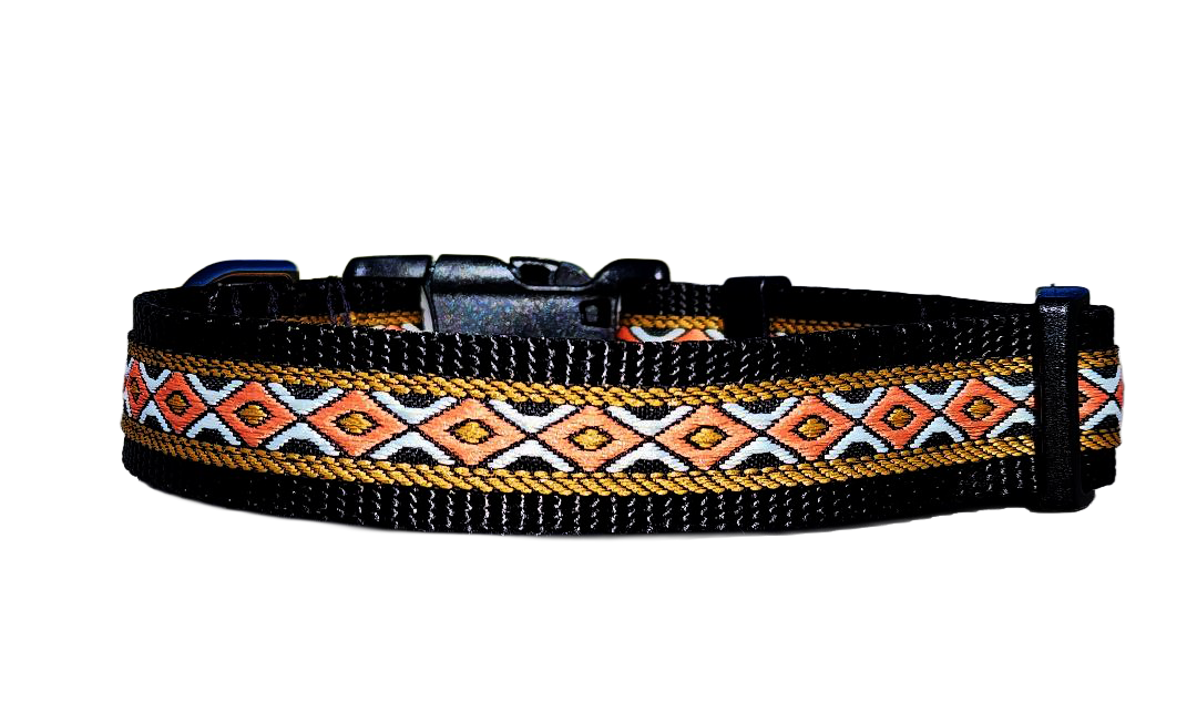 1" Black Southwest Dog Collar or Leash