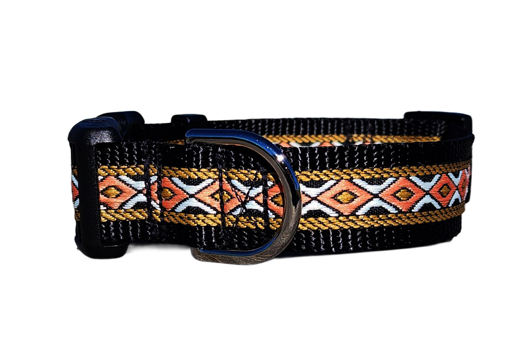 1" Black Southwest Dog Collar or Leash