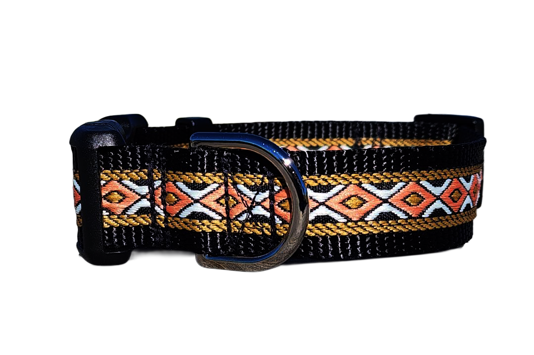1" Black Southwest Dog Collar or Leash