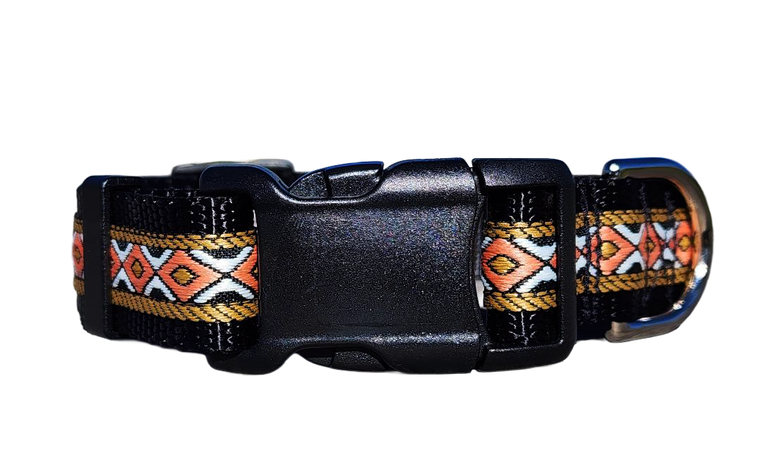 1" Black Southwest Dog Collar or Leash