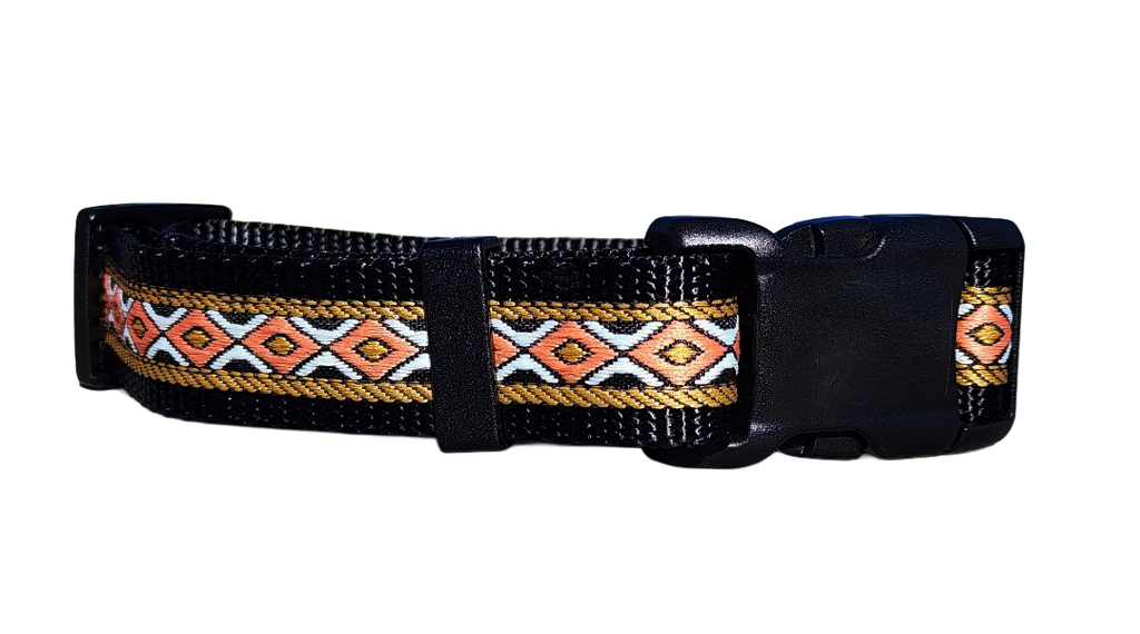 1" Black Southwest Dog Collar or Leash