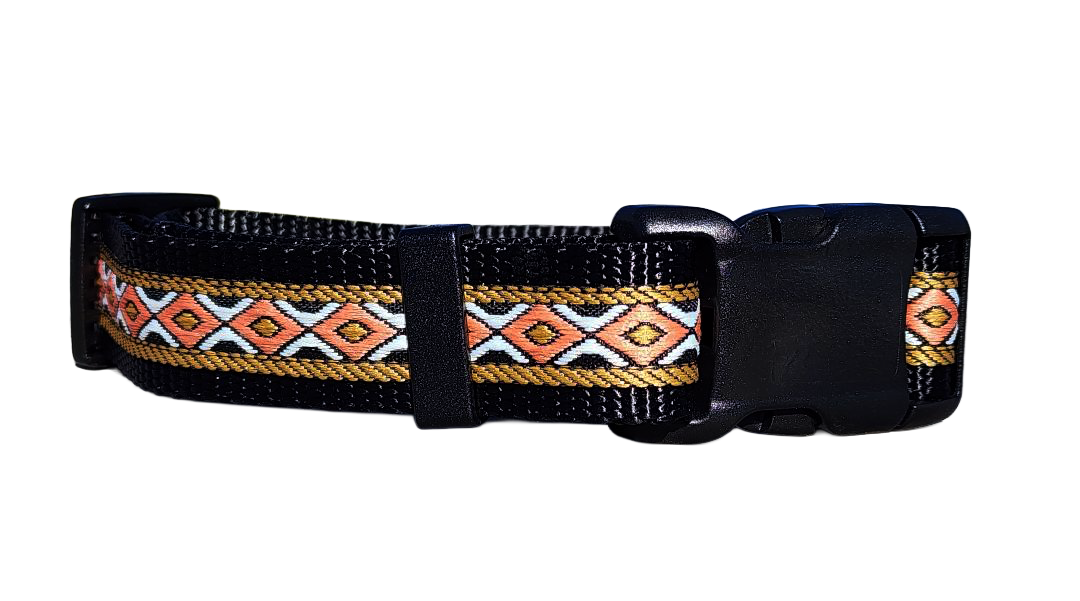 1" Black Southwest Dog Collar or Leash