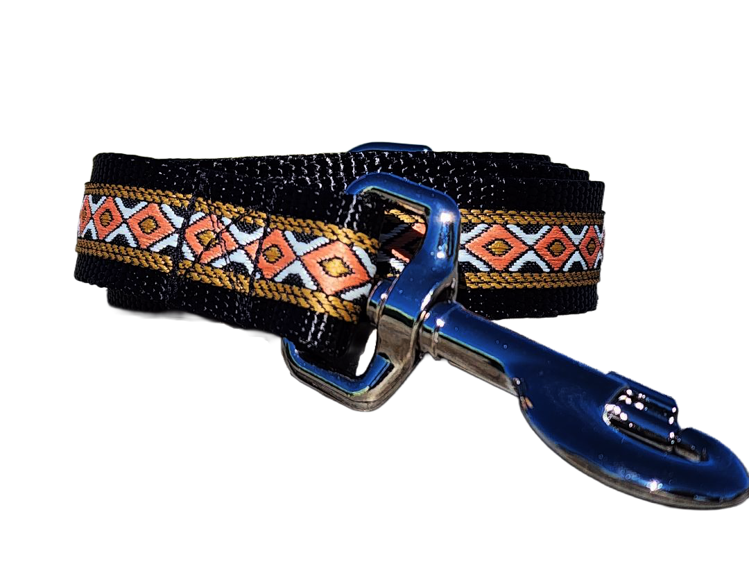 1" Black Southwest Dog Collar or Leash
