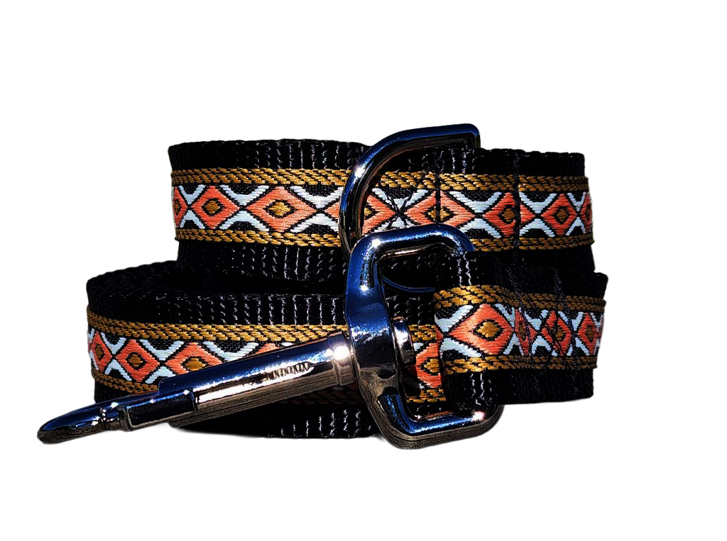 1" Black Southwest Dog Collar or Leash