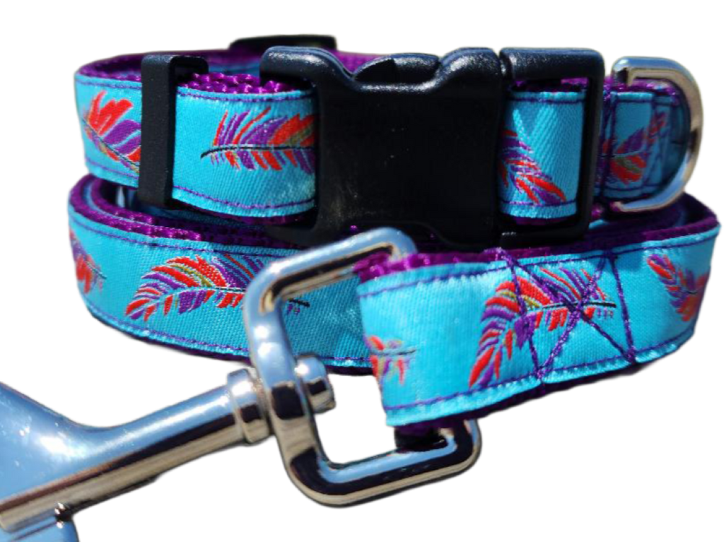 1" Feather Dog Collar or Leash