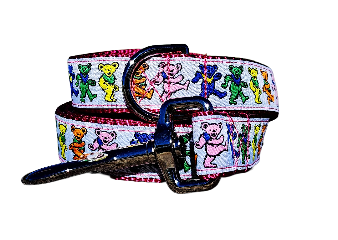 1" Pink Dancing Bears Dog Collar or Leash