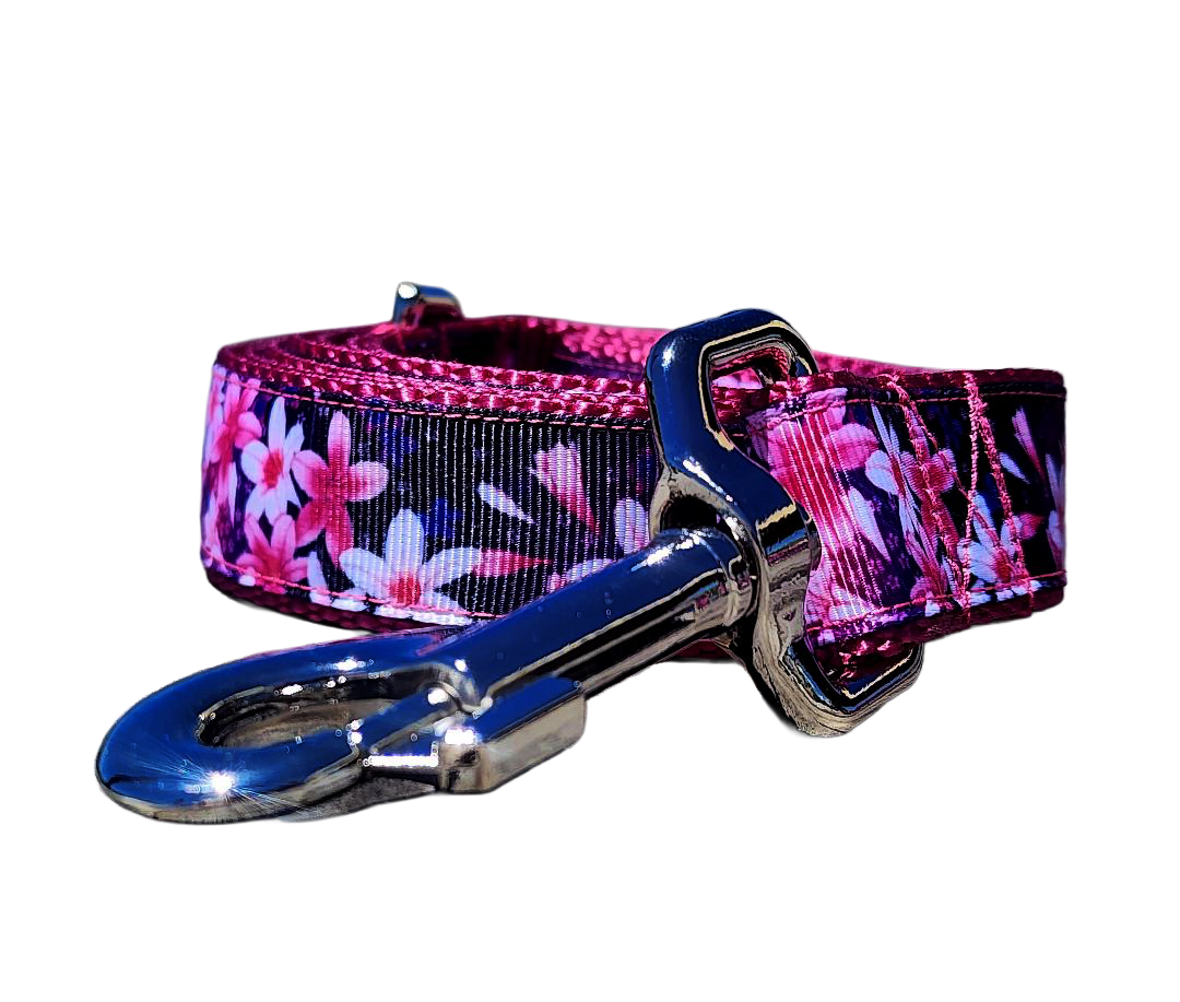 1" Pink Floral Dog Collar or Leash