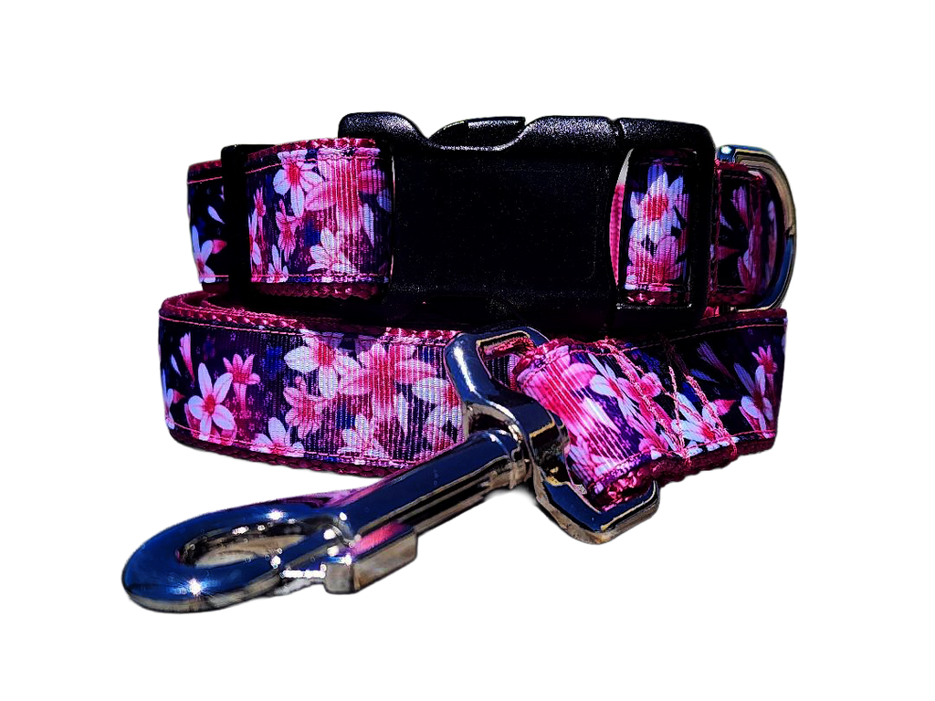 1" Pink Floral Dog Collar or Leash
